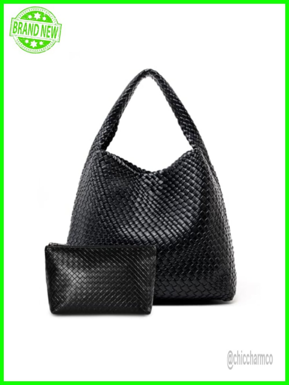 Large Woven Tote Bag for Women Weave Purse Woven Leather Handbag with Clutch